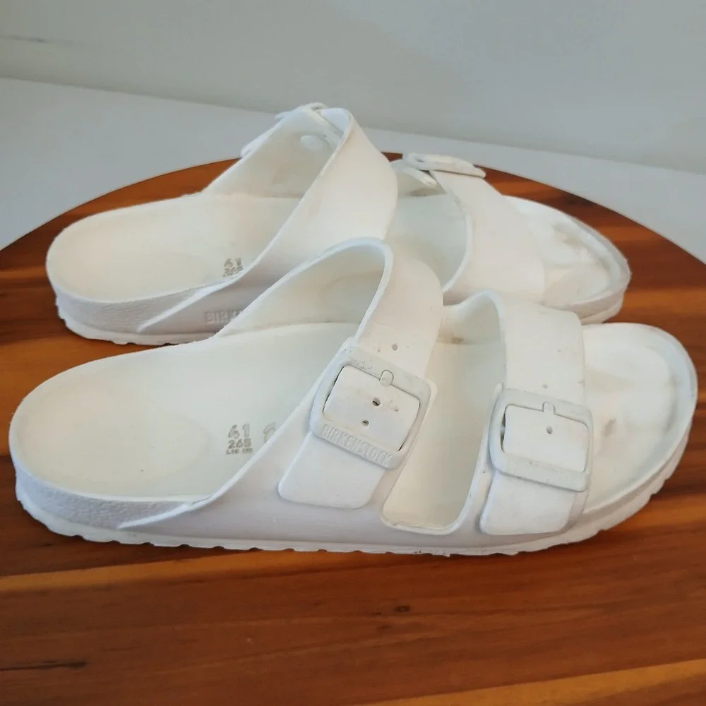 Birkenstock Arizona EVA Sandals Mens 41 US 8 White Waterproof Double Strap